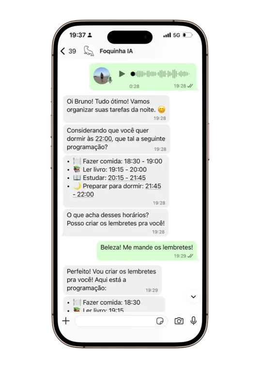 Agenda inteligente Foquinha no WhatsApp