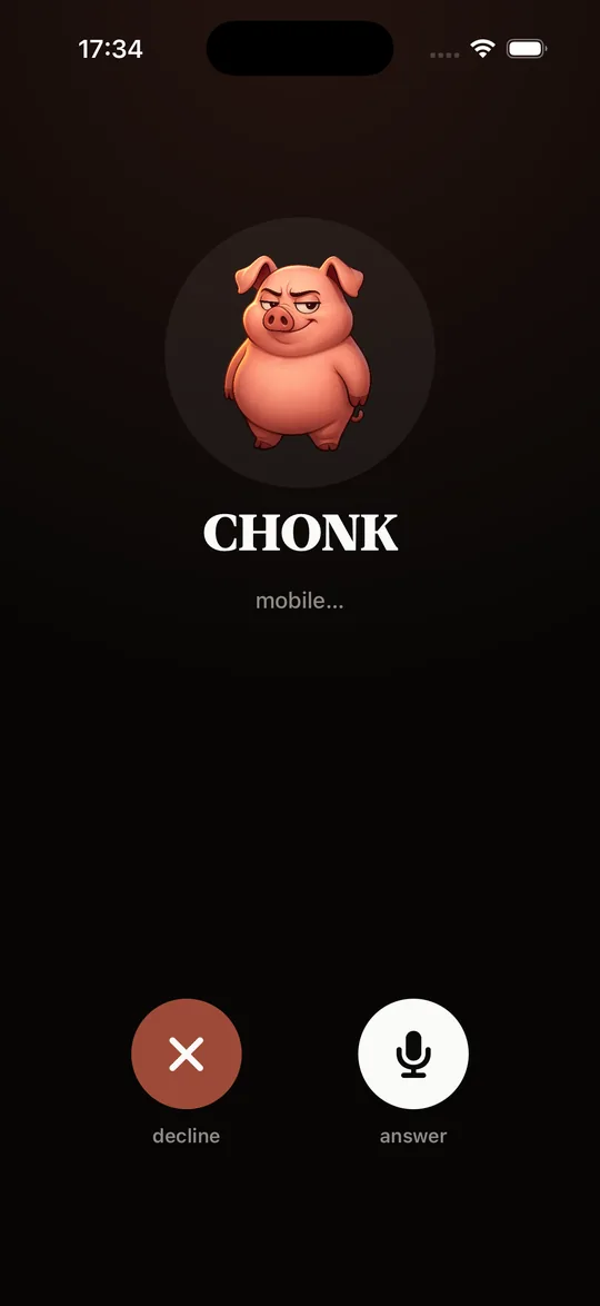 Chonk calling you - decline or answer